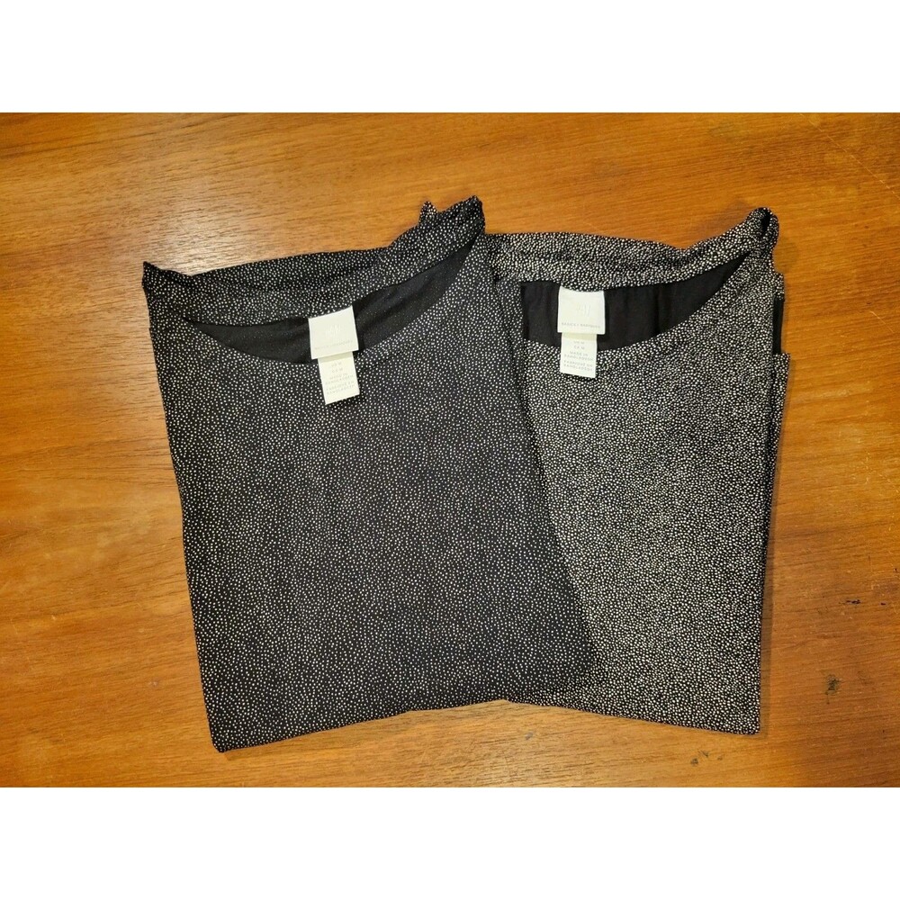 H&M Basics Shirt Womens M Black Grey Cream Speckles Super Soft Casual Layer